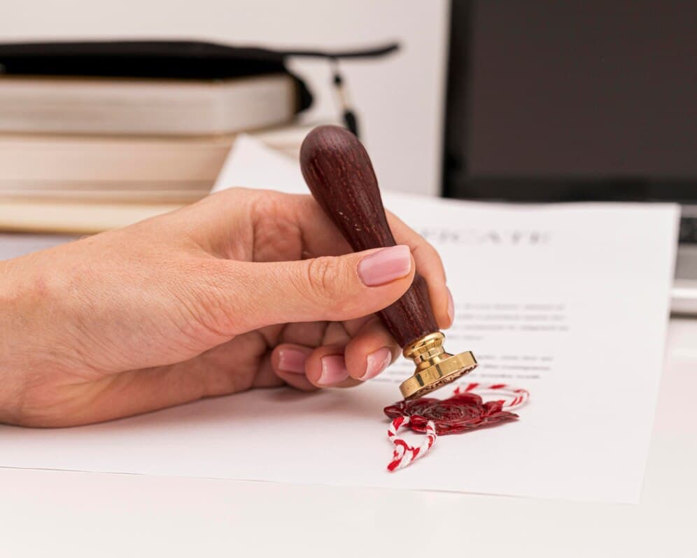 Document attestation services showing passport and official stamps for certificate verification